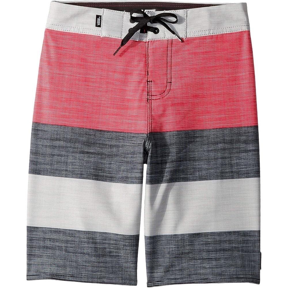 Vans Era Boys' Red & Gray Striped Boardshorts - Size 8